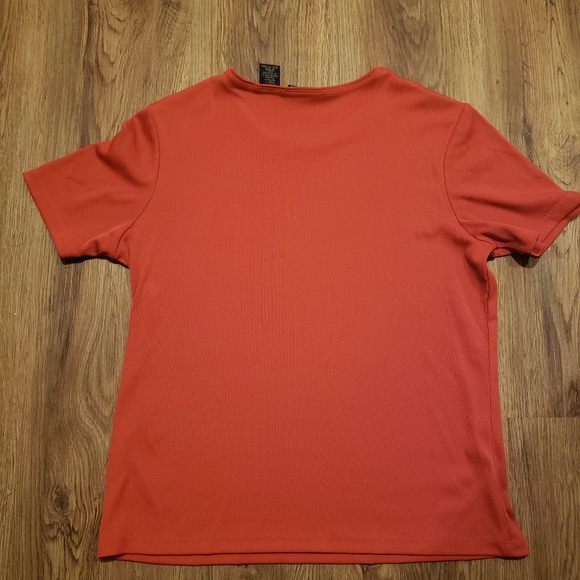 Women's LAURA SCOTT S (6-8) RED Short Sleeve Ribbed Polyester Spandex Top Shirt - Picture 4 of 5